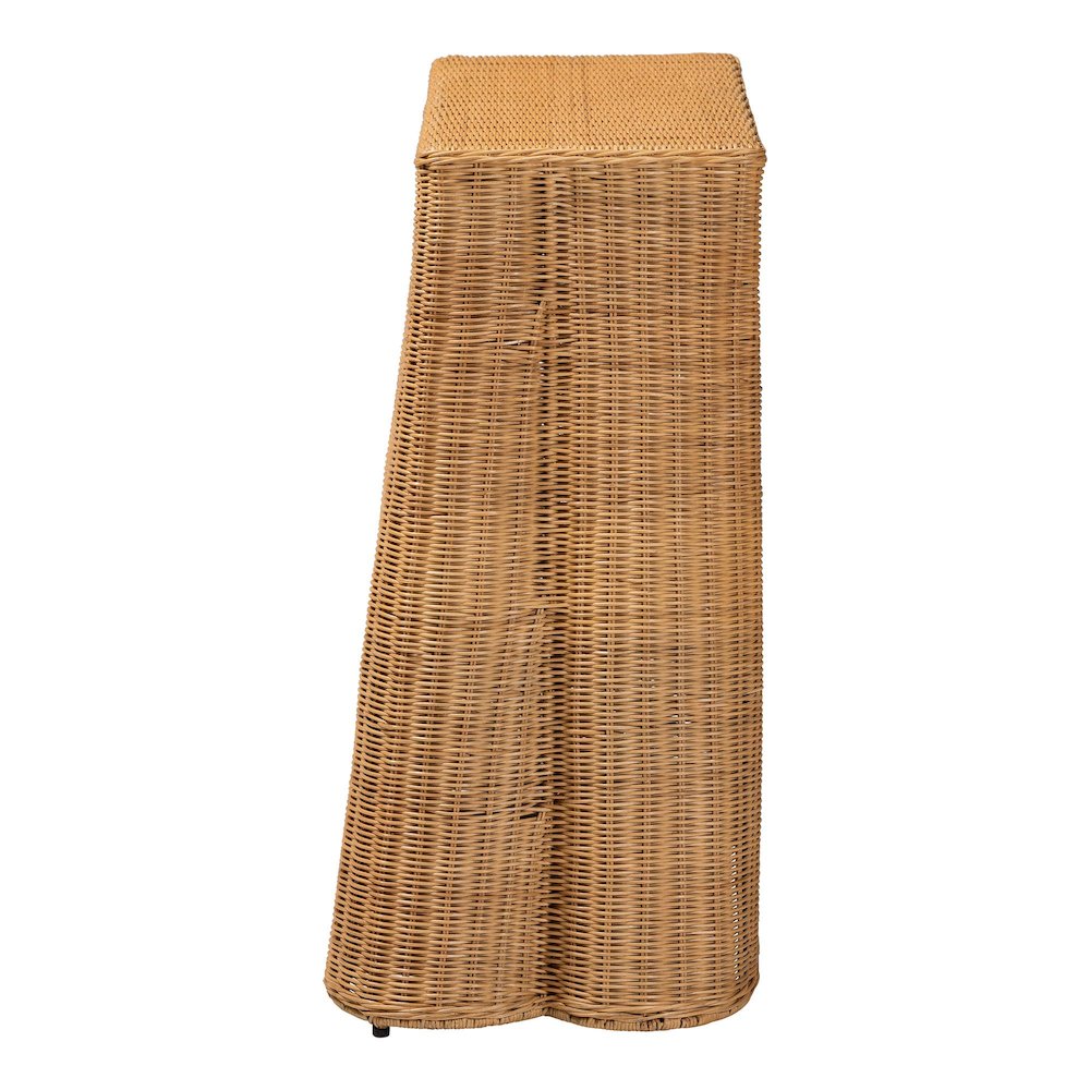 Palm Scallop Natural Rattan Console Table - Handwoven Wicker Accent Table. Picture 4