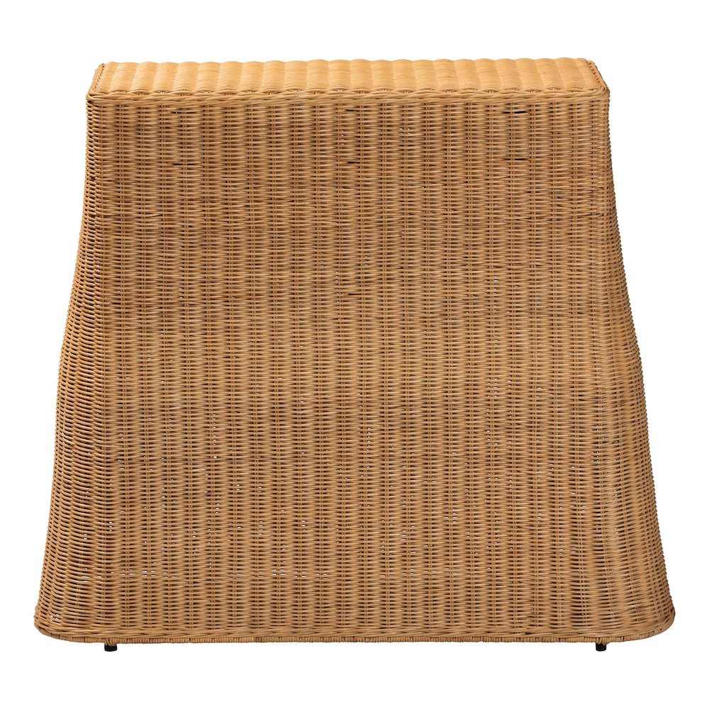 Palm Scallop Natural Rattan Console Table - Handwoven Wicker Accent Table. Picture 5