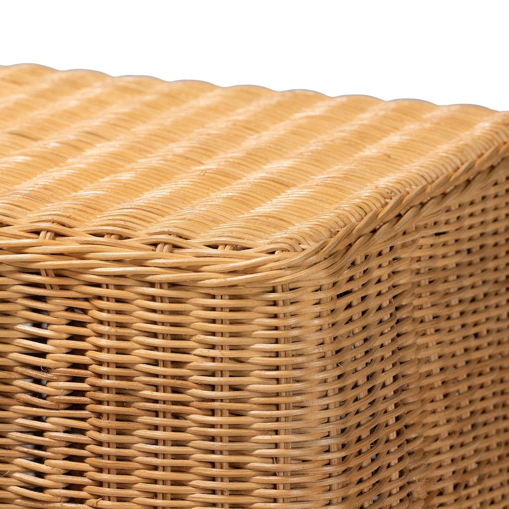 Palm Scallop Natural Rattan Console Table - Handwoven Wicker Accent Table. Picture 6