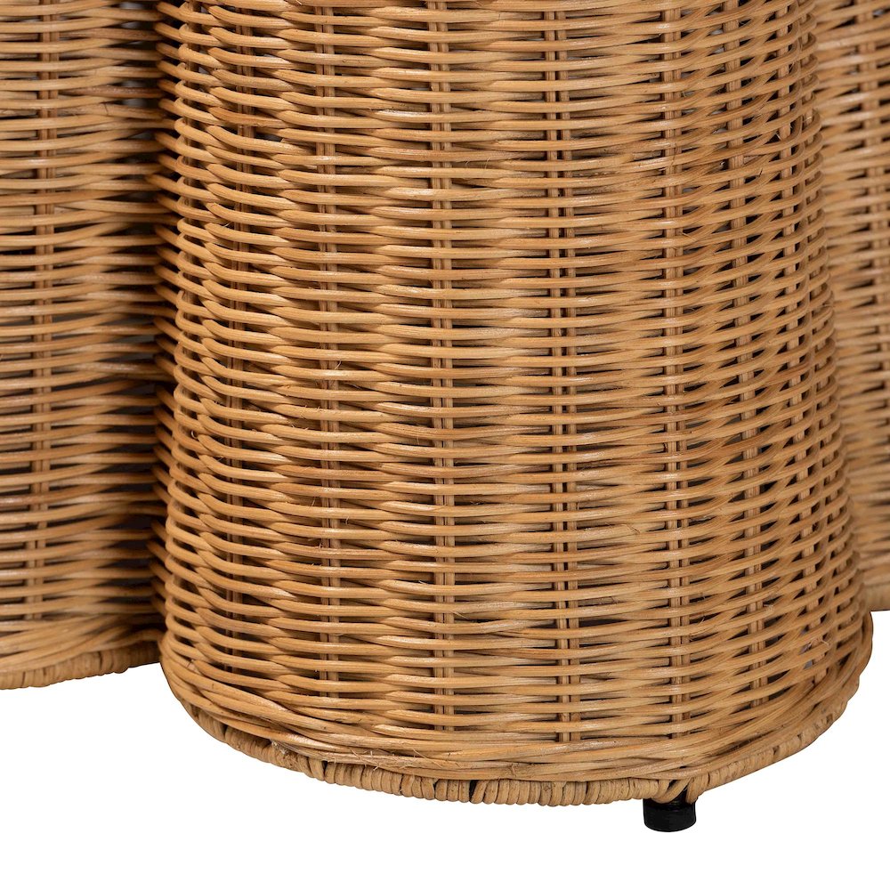 Palm Scallop Natural Rattan Console Table - Handwoven Wicker Accent Table. Picture 7