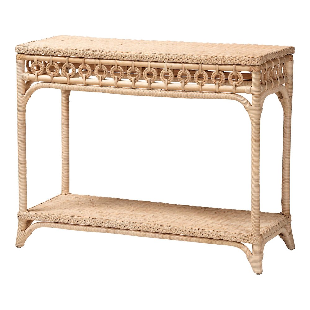 Oxford Braided Natural Rattan Console Table. Picture 1
