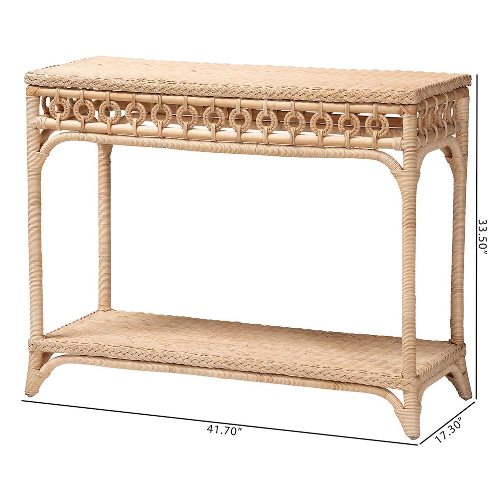 Oxford Braided Natural Rattan Console Table. Picture 8