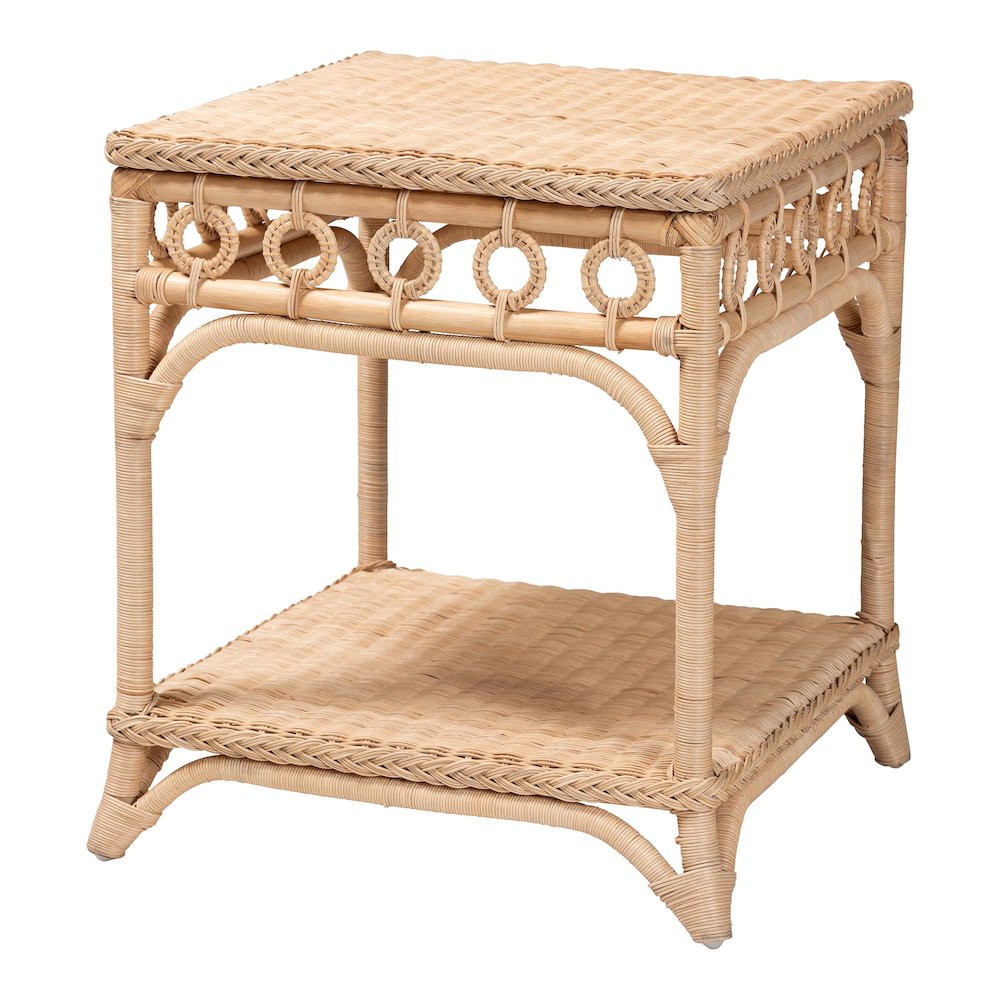 Oxford Braided Natural Rattan End Table. Picture 1