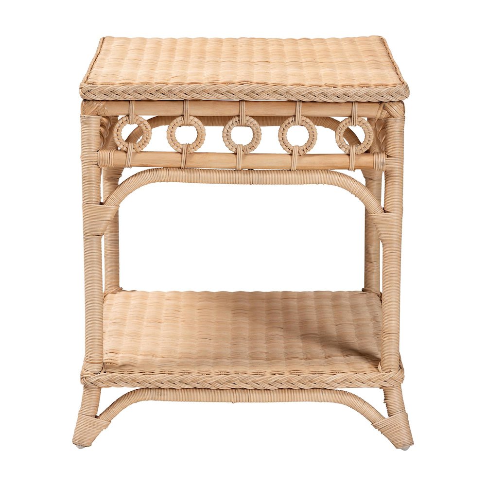 Oxford Braided Natural Rattan End Table. Picture 2