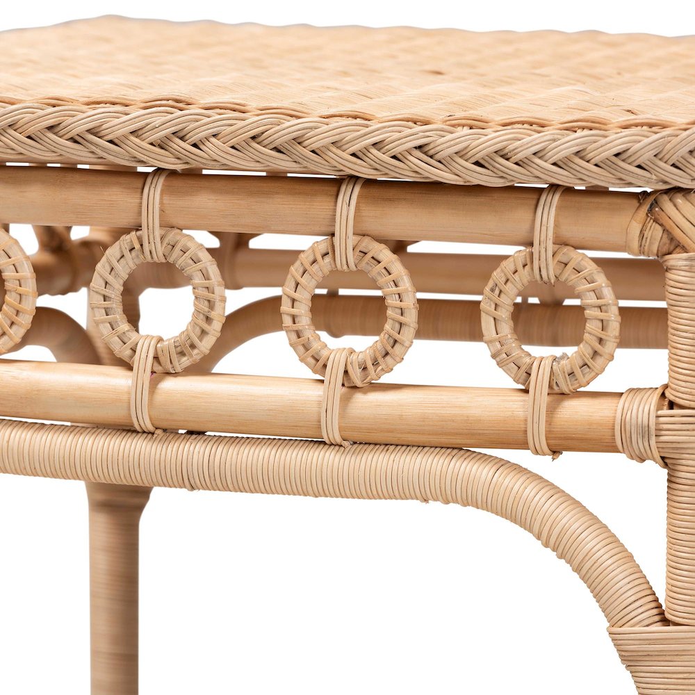 Oxford Braided Natural Rattan End Table. Picture 3