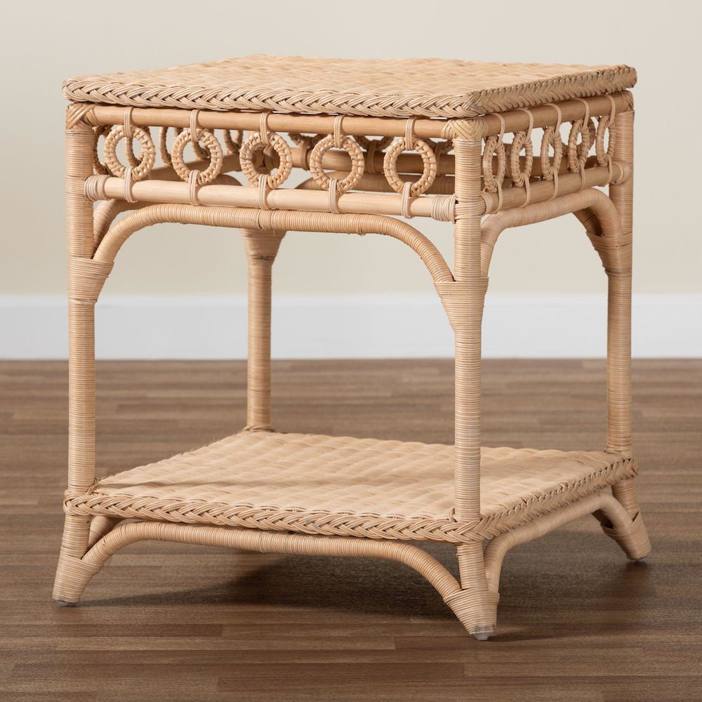 Oxford Braided Natural Rattan End Table. Picture 7