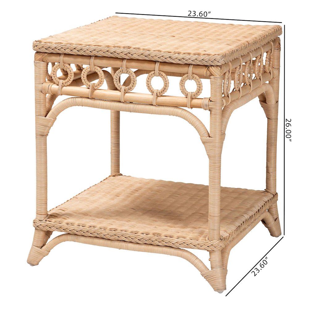 Oxford Braided Natural Rattan End Table. Picture 8