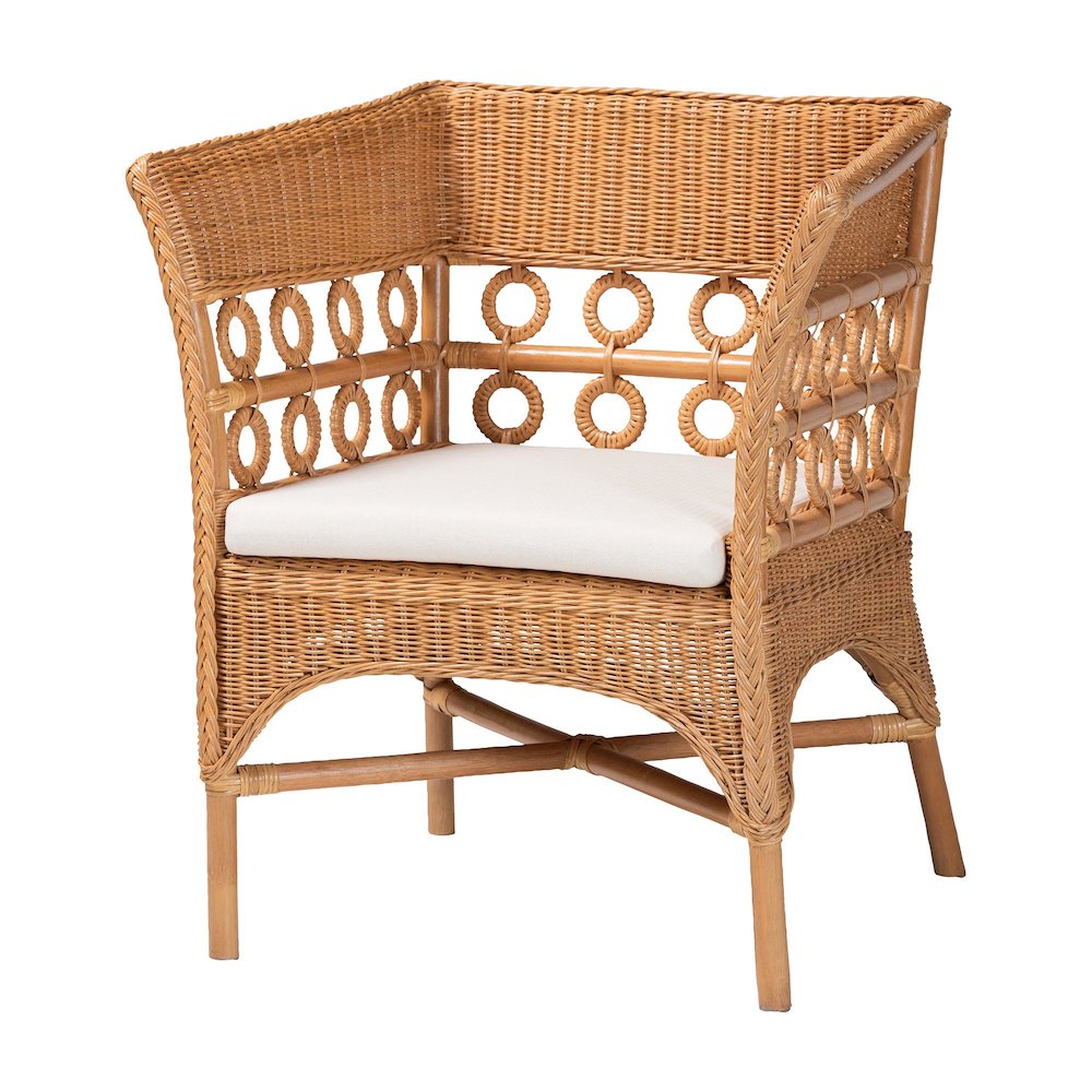Oxford Bohemian Light Honey Rattan Arm Chair. Picture 1