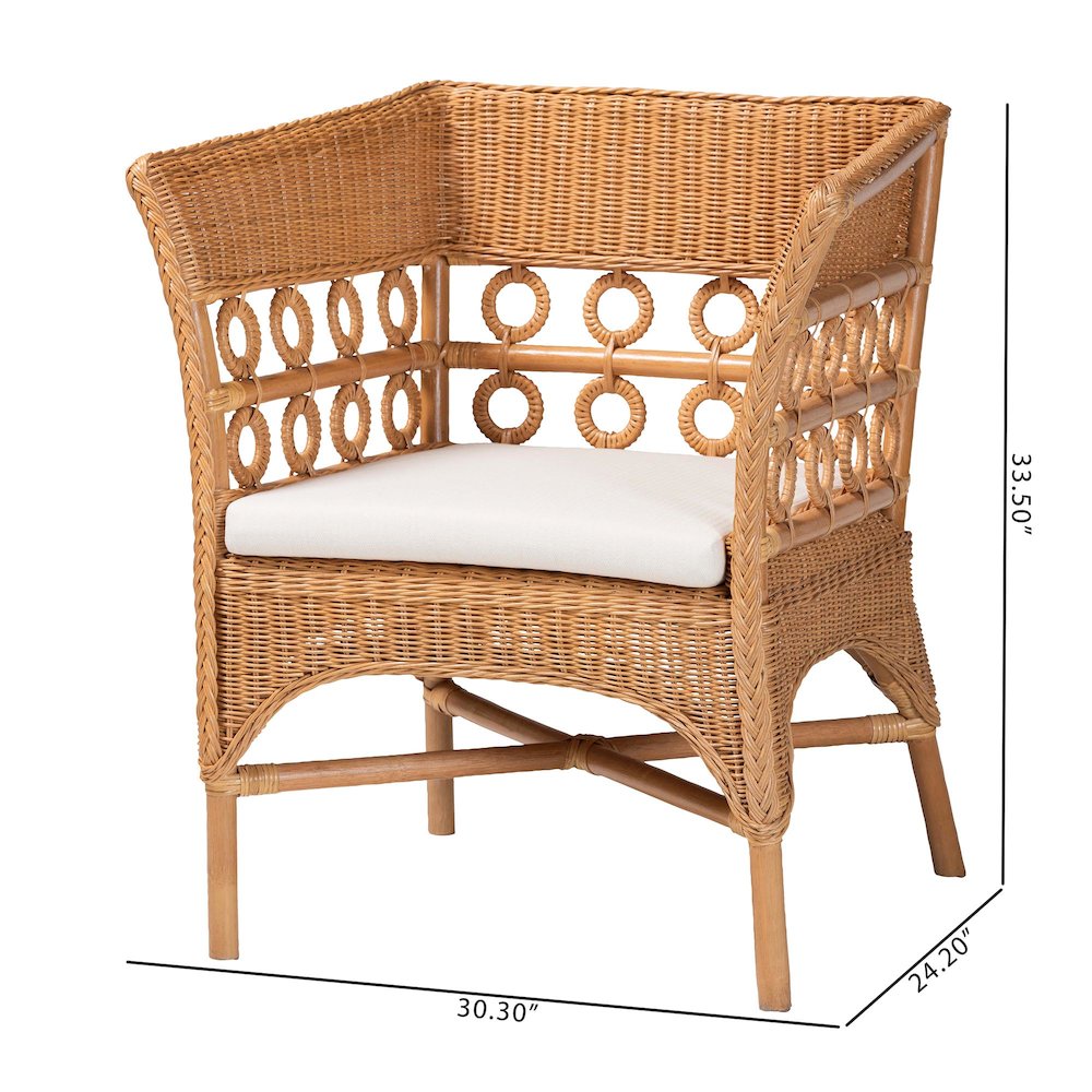 Oxford Bohemian Light Honey Rattan Arm Chair. Picture 10