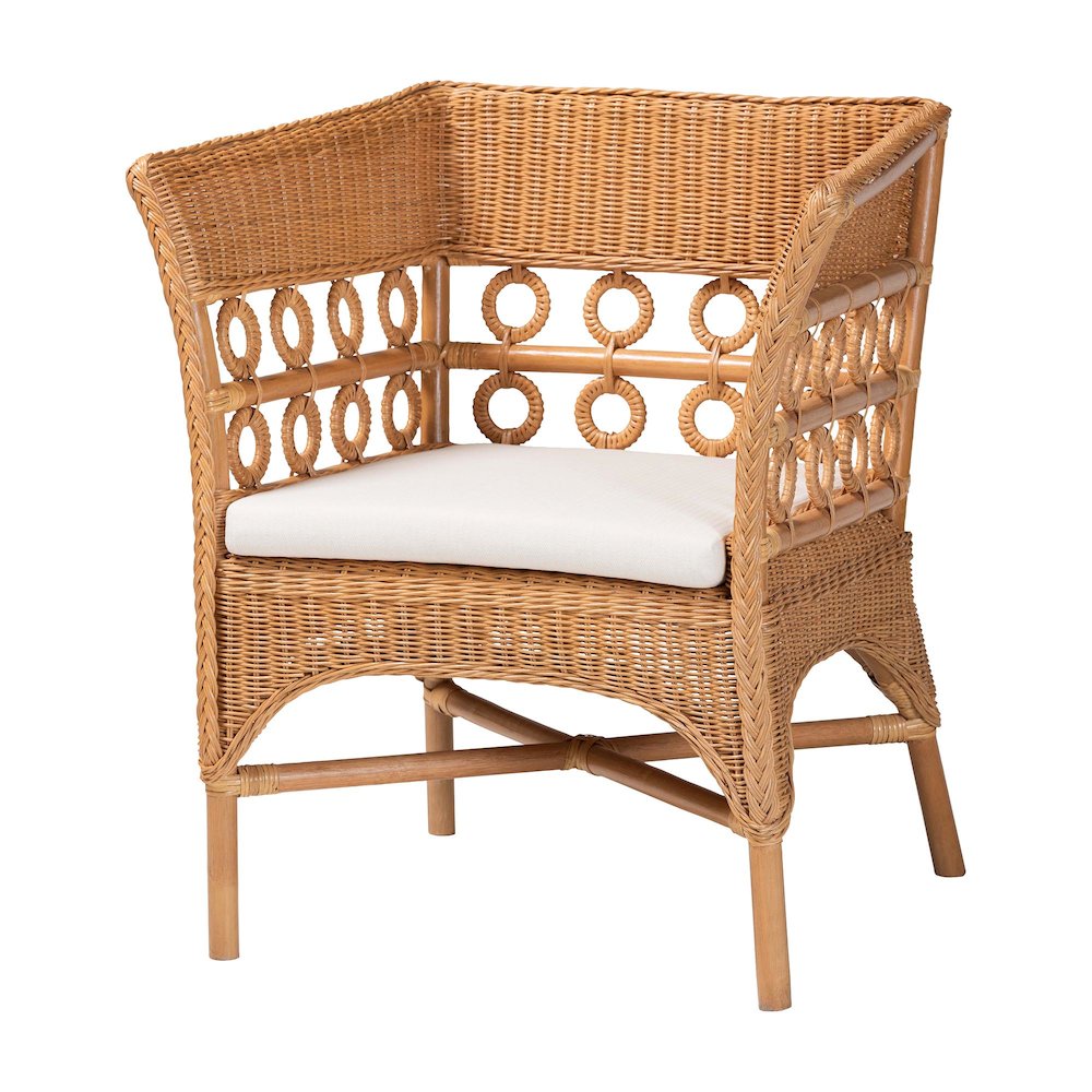 Oxford Bohemian Light Honey Rattan 3-Piece Living Room Chair Set. Picture 2