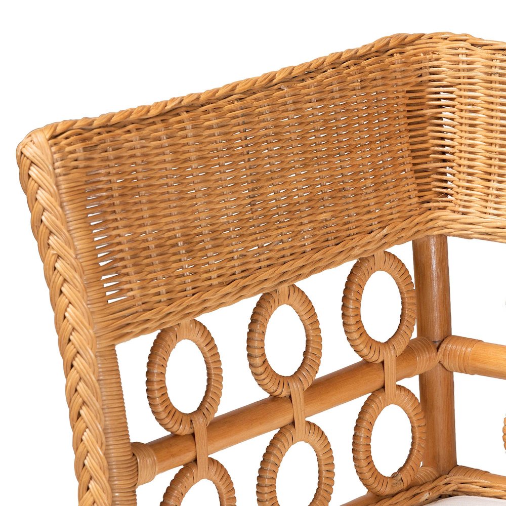 Oxford Bohemian Light Honey Rattan 3-Piece Living Room Chair Set. Picture 4