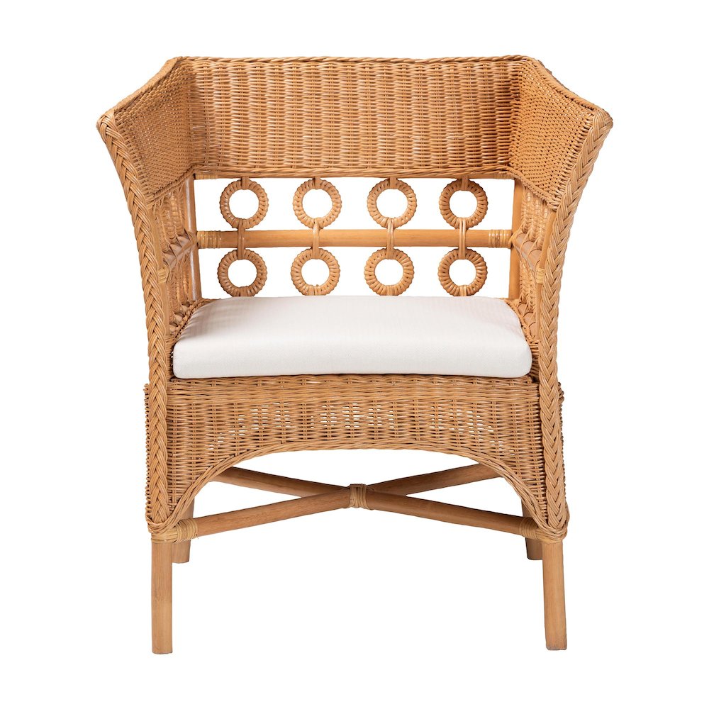 Oxford Bohemian Light Honey Rattan Arm Chair. Picture 2