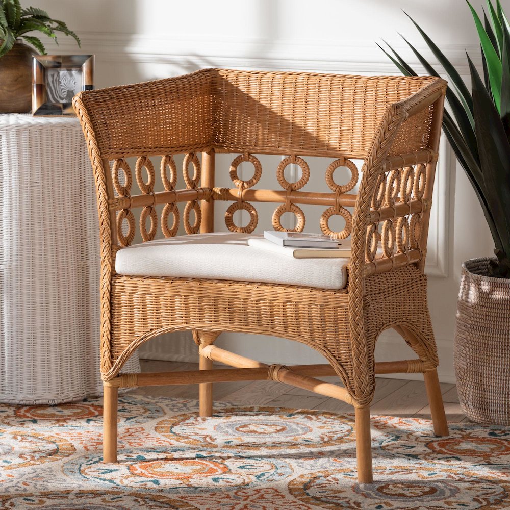Oxford Bohemian Light Honey Rattan Arm Chair. Picture 8