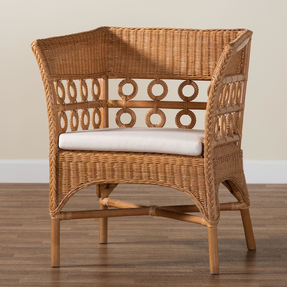 Oxford Bohemian Light Honey Rattan Arm Chair. Picture 9