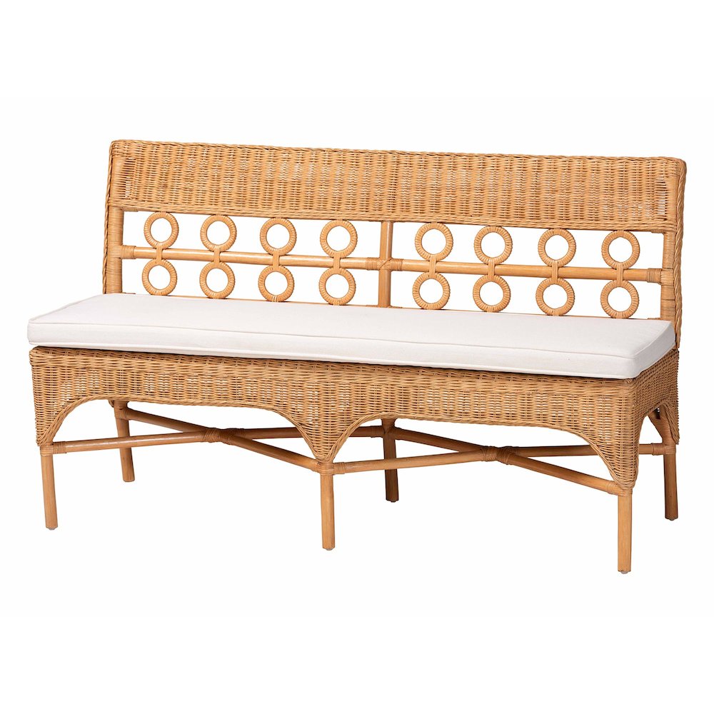 Monica Bohemian Light Honey Rattan 3-Piece Dining Nook Set. Picture 2