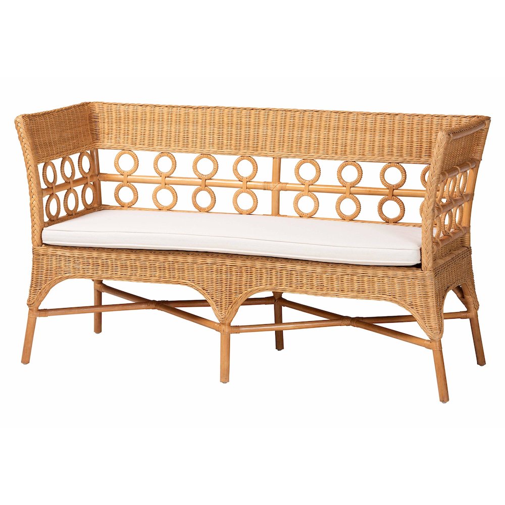 Monica Bohemian Light Honey Rattan 3-Piece Dining Nook Set. Picture 3