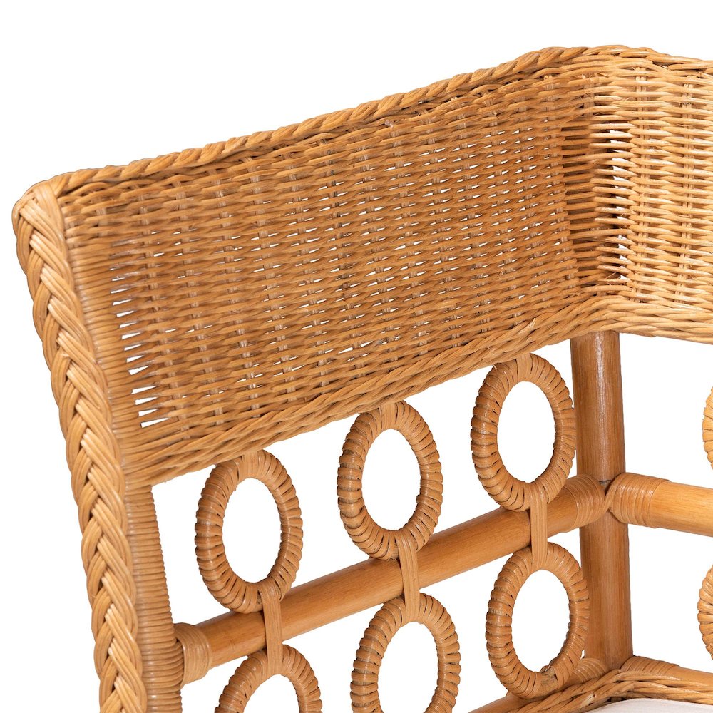 Monica Bohemian Light Honey Rattan 3-Piece Dining Nook Set. Picture 6