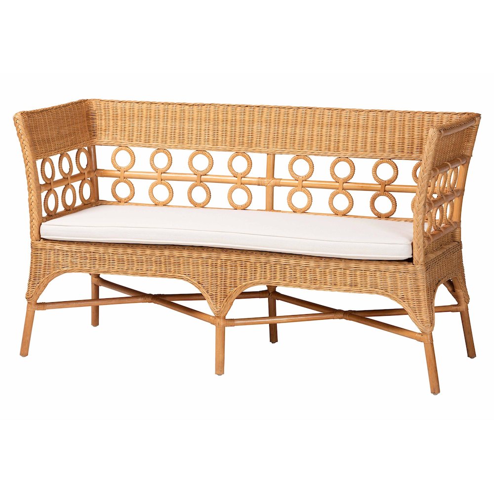Oxford Bohemian Light Honey Rattan 2-Piece Dining Nook Bench Set. Picture 3