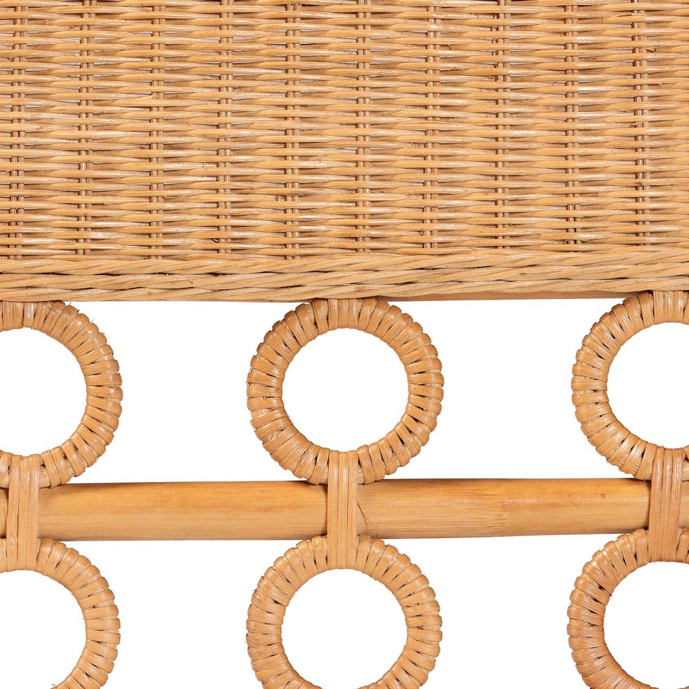 Oxford Bohemian Light Honey Rattan 2-Piece Dining Nook Bench Set. Picture 6