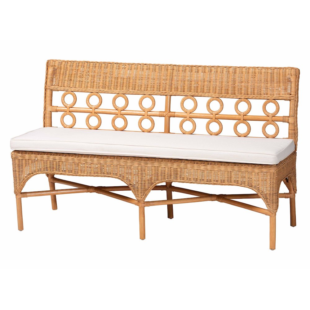 Oxford Bohemian Light Honey Rattan Dining Bench. Picture 1