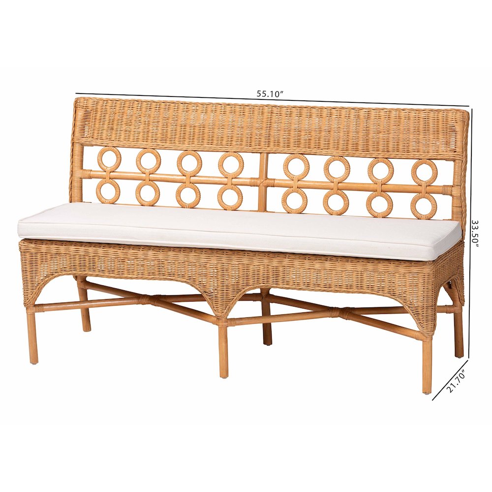 Oxford Bohemian Light Honey Rattan Dining Bench. Picture 10