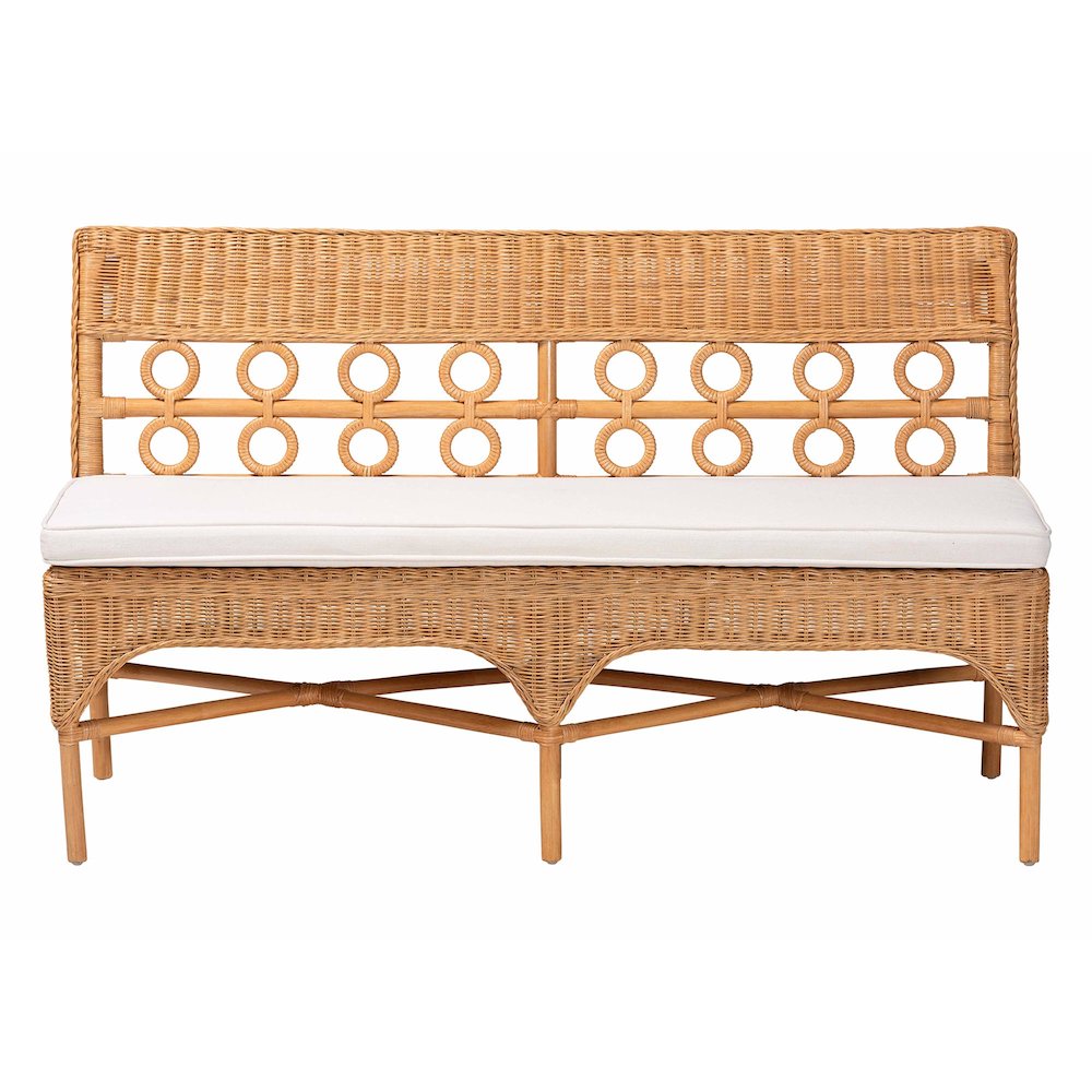 Oxford Bohemian Light Honey Rattan Dining Bench. Picture 2