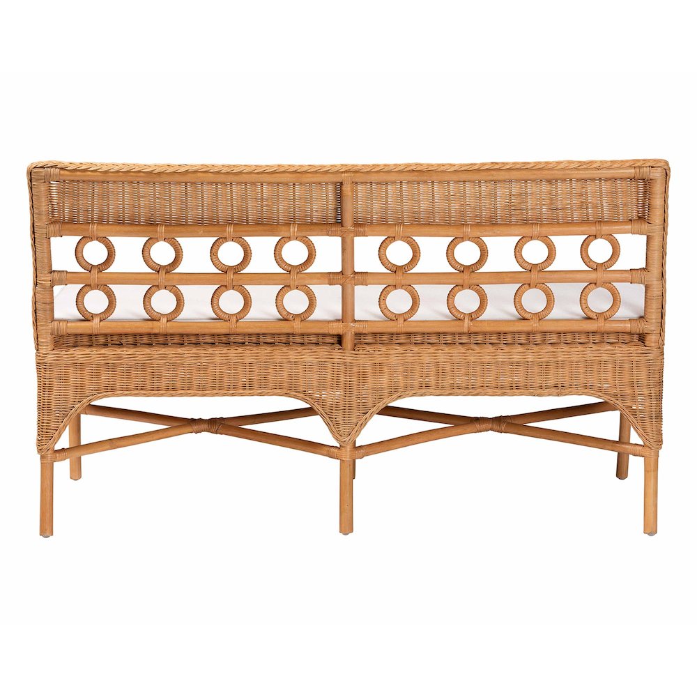 Oxford Bohemian Light Honey Rattan Dining Bench. Picture 4
