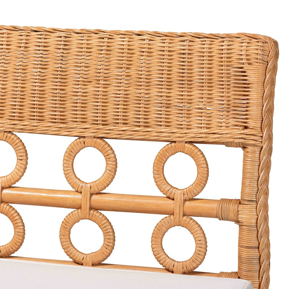 Oxford Bohemian Light Honey Rattan Dining Bench. Picture 5