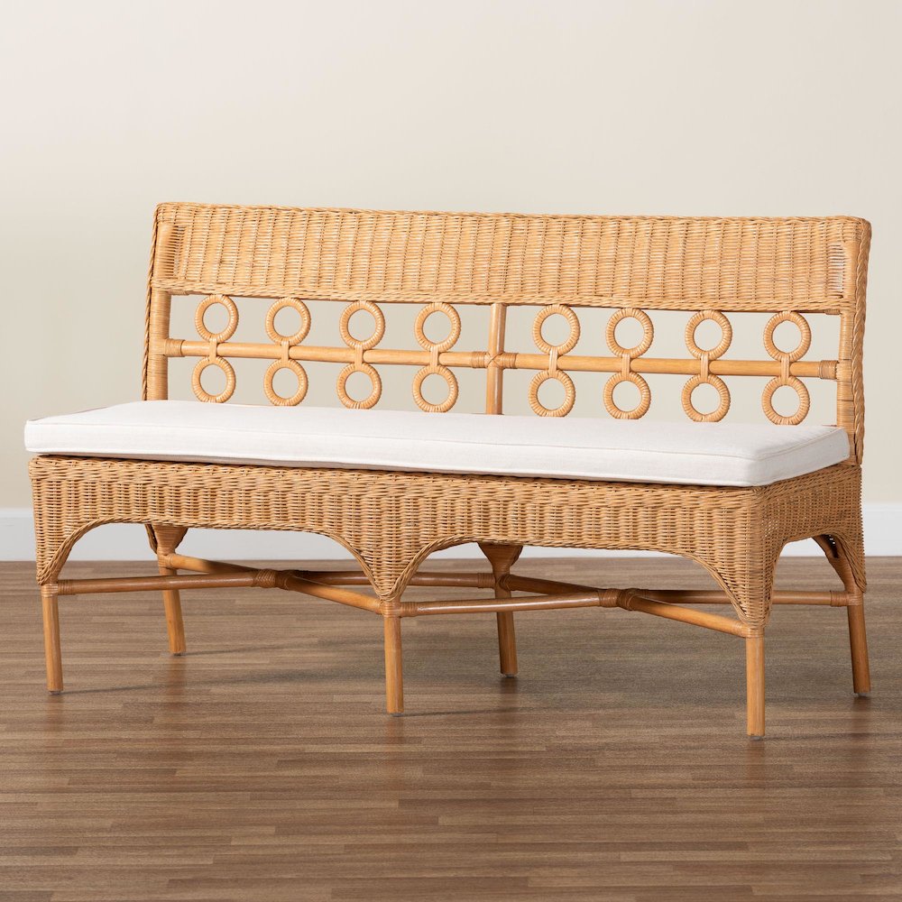 Oxford Bohemian Light Honey Rattan Dining Bench. Picture 9