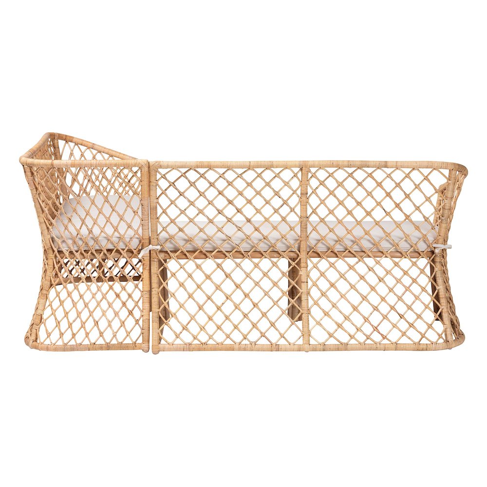 Aysi Bohemian Light Honey Rattan 2-Piece Dining Nook Bench Set. Picture 5