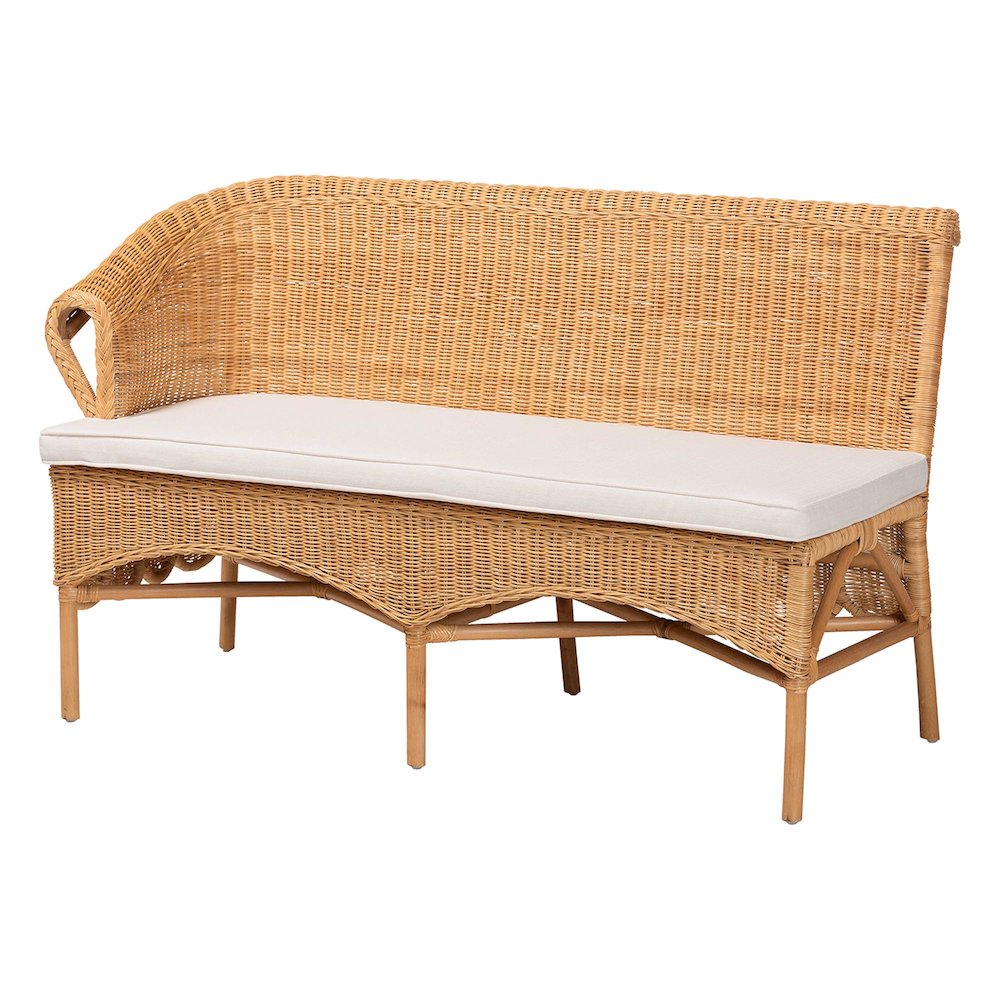 Keitha Bohemian Light Honey Rattan 3-Piece Dining Nook Set. Picture 2