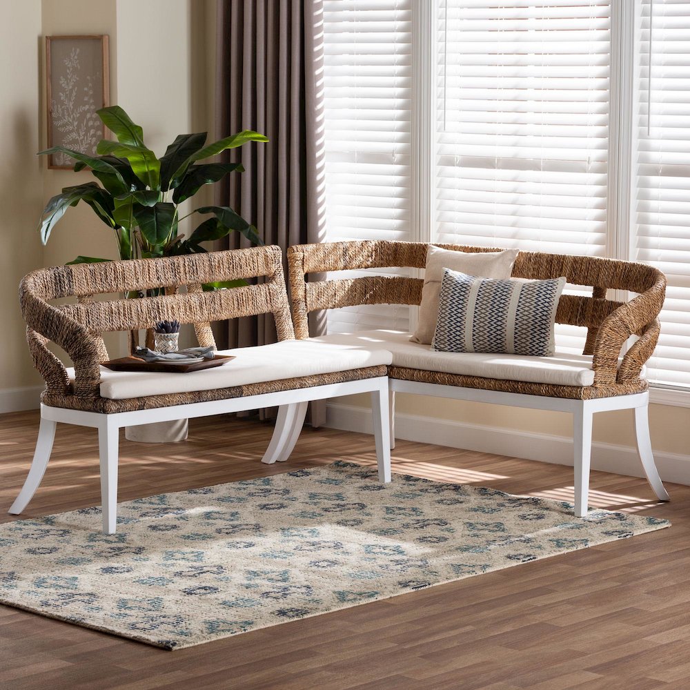 Ubud Seagrass Dining Nook Bench Set. Picture 7