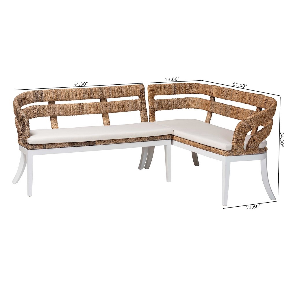 Ubud Seagrass Dining Nook Bench Set. Picture 8