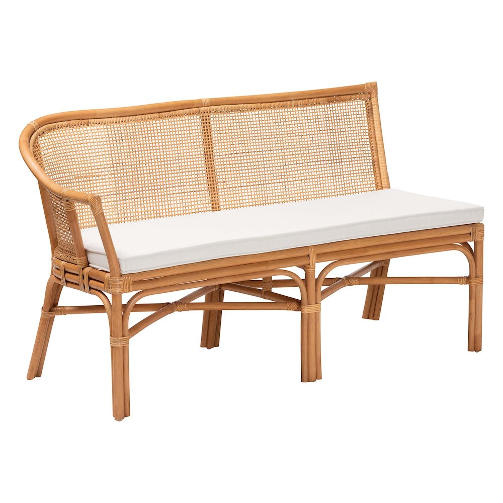 Adede 2-Piece Natural Rattan Corner Bench Set - Handwoven Wicker L-Shaped. Picture 1
