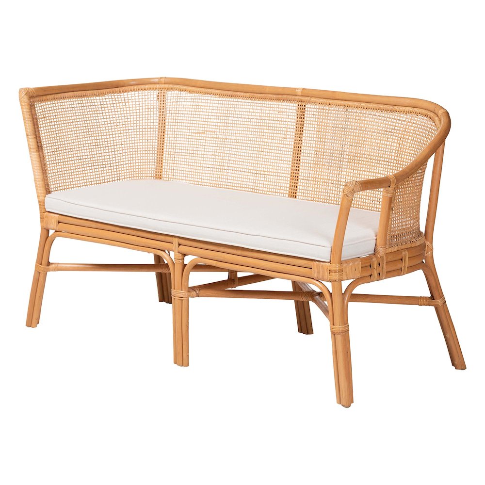 Adede 2-Piece Natural Rattan Corner Bench Set - Handwoven Wicker L-Shaped. Picture 3