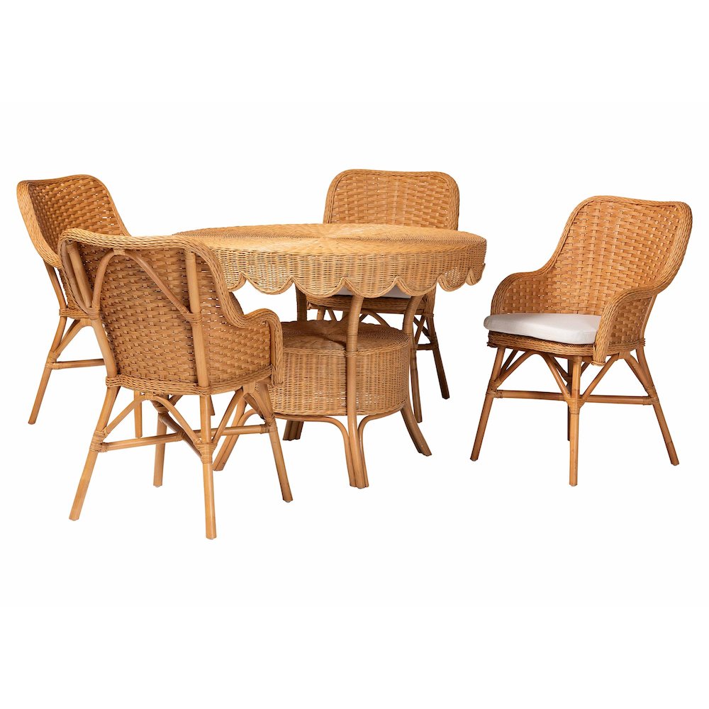 Tucson 5-Piece Rattan Dining Set - Round Wicker Table. Picture 2