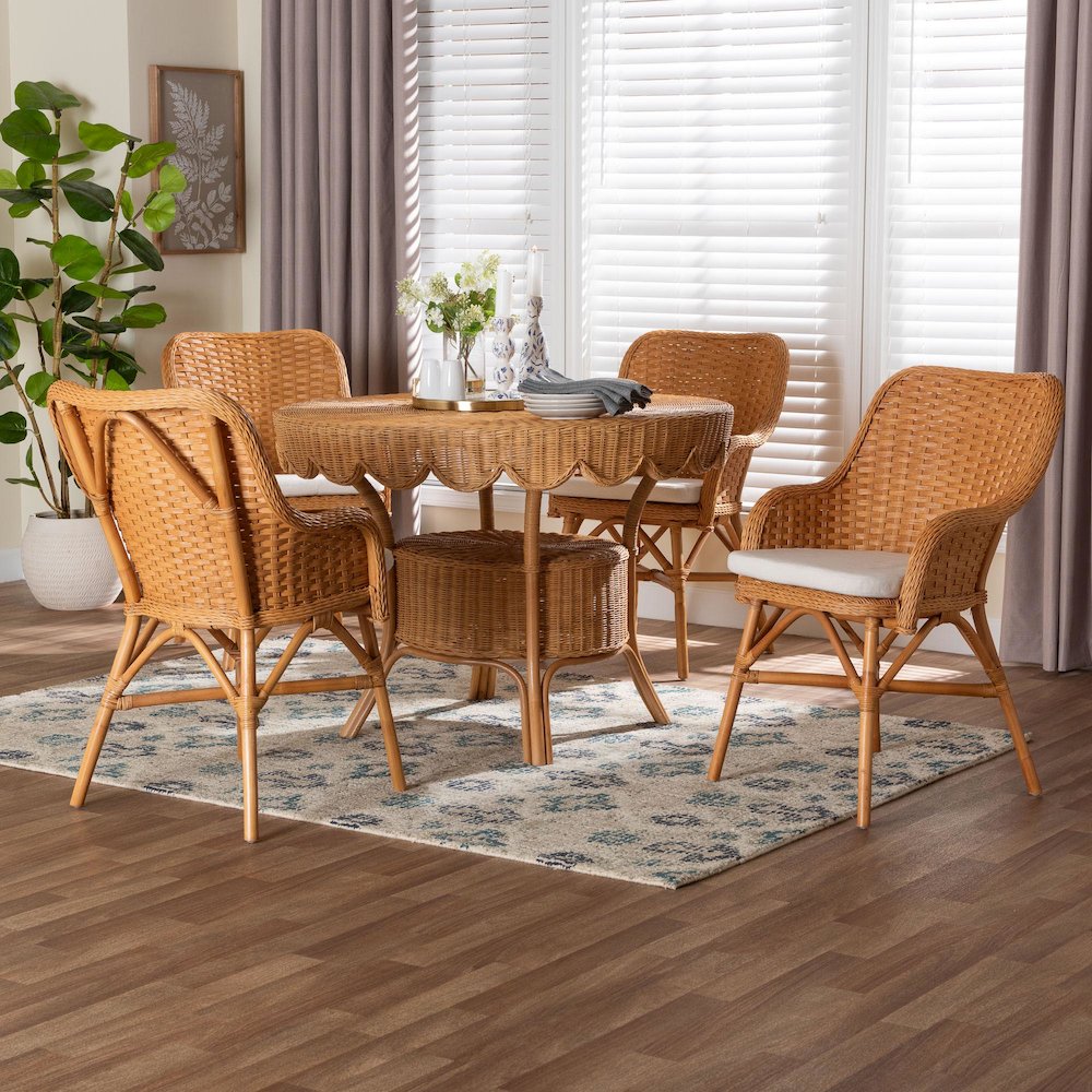 Tucson 5-Piece Rattan Dining Set - Round Wicker Table. Picture 8