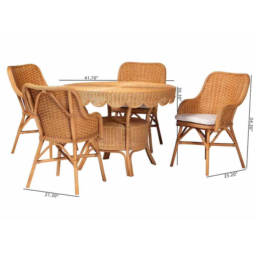 Tucson 5-Piece Rattan Dining Set - Round Wicker Table. Picture 9