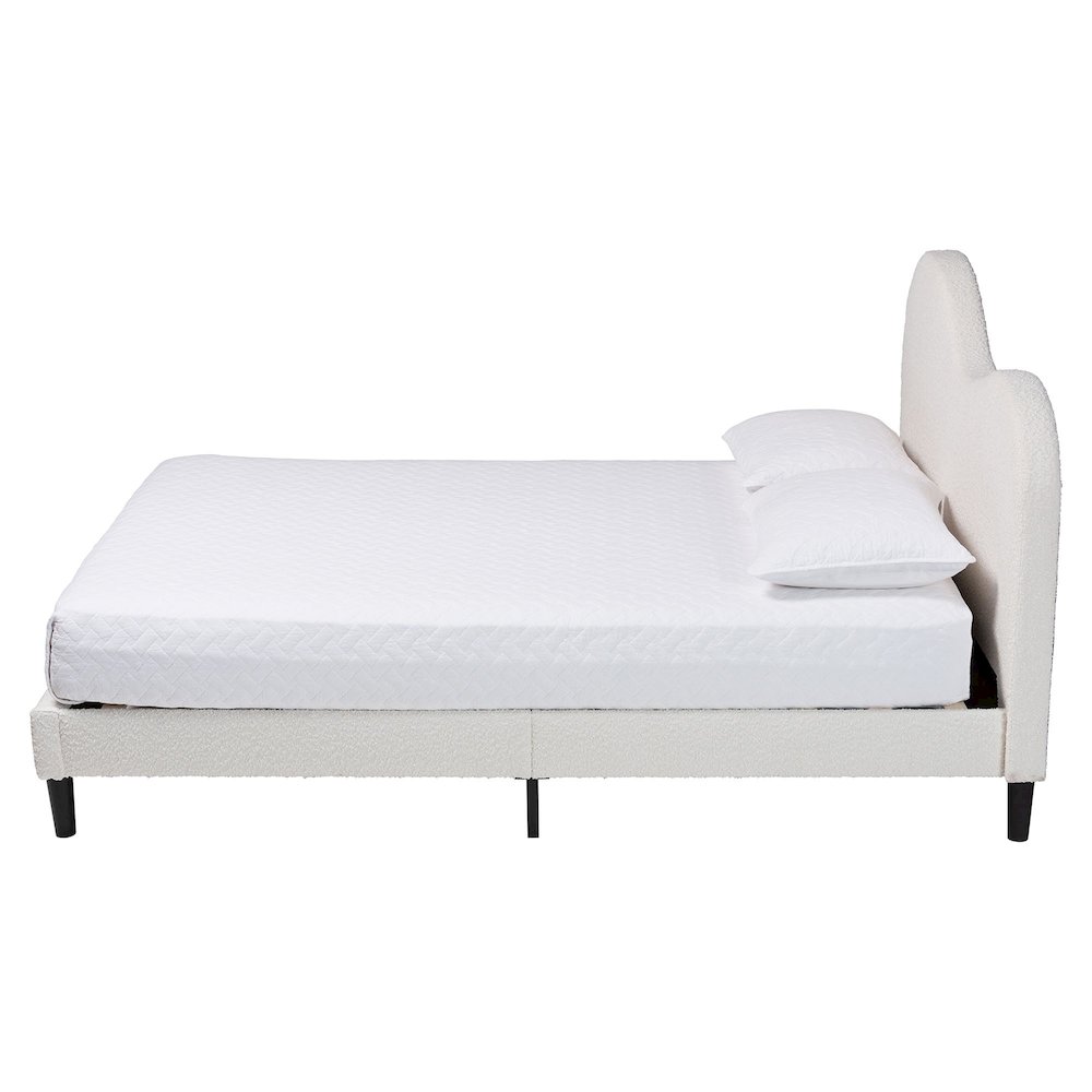 Dalton Boucle Upholstered Platform Bed - Soft Fabric Queen Size Bed Frame. Picture 2