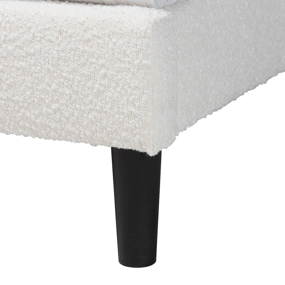 Pelagia Boucle Upholstered Platform Bed - Soft Fabric Queen Size Bed Frame. Picture 5