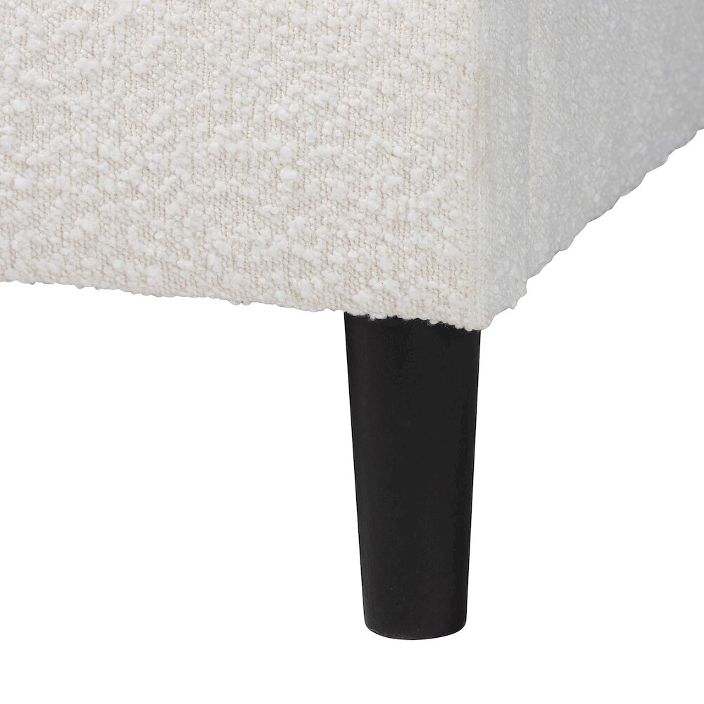 Albion Boucle Upholstered Platform Bed - Soft Fabric Queen Size Bed Frame. Picture 5