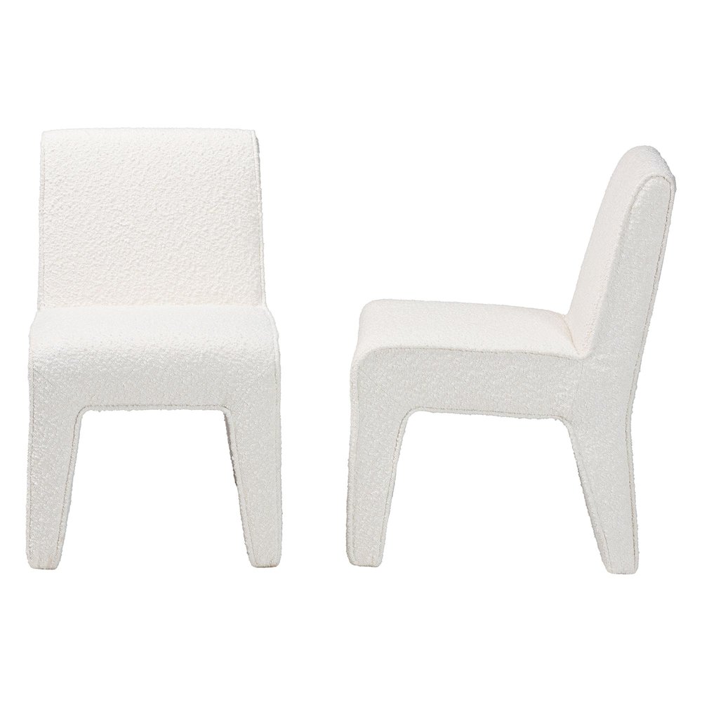 Helios Boucle Dining Chair Set of 2 - Modern Armless Upholstered Accent Chair. Picture 3