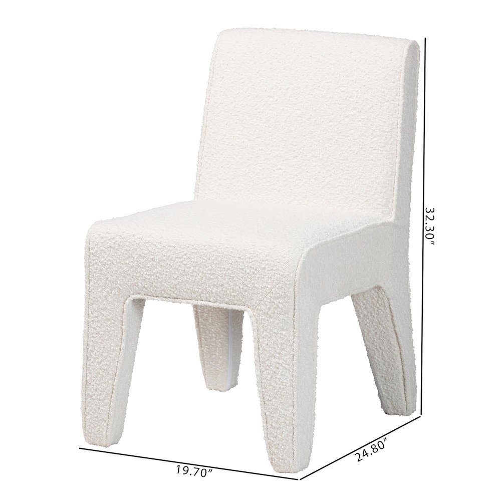 Helios Boucle Dining Chair Set of 2 - Modern Armless Upholstered Accent Chair. Picture 8