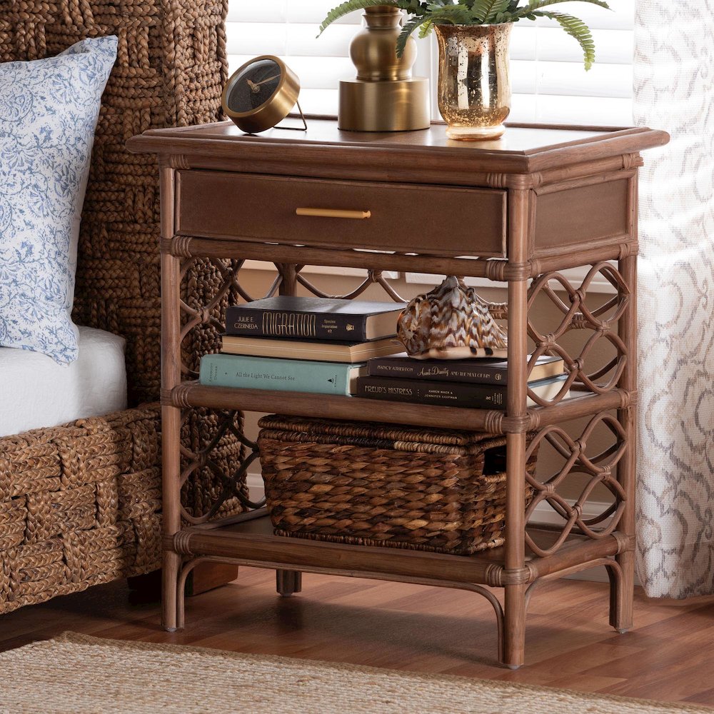Akane Natural Rattan Nightstand. Picture 9