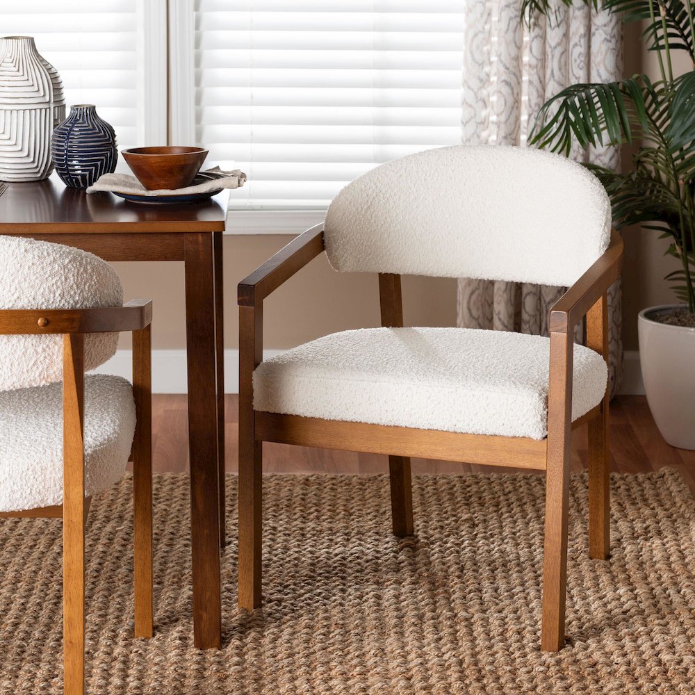 Biana Boucle Dining Chair - Modern Upholstered Accent Armchair. Picture 8