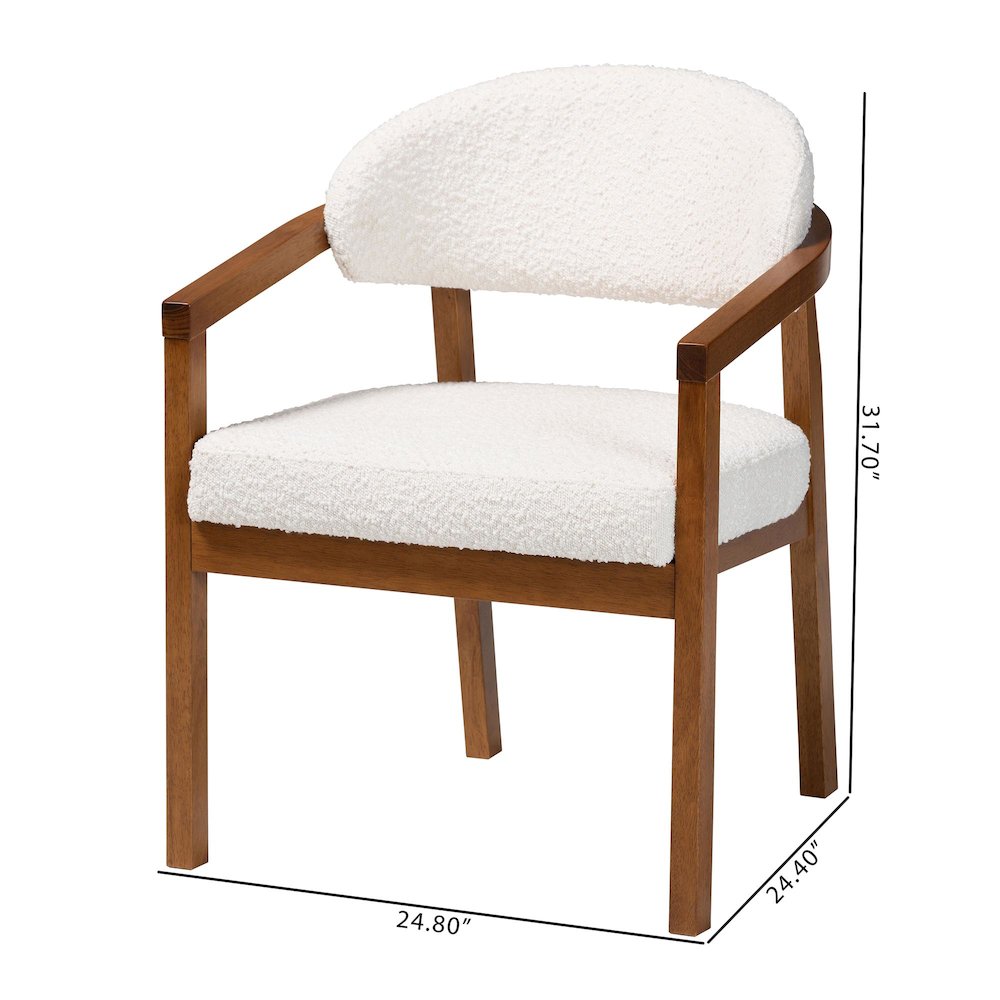 Biana Boucle Dining Chair - Modern Upholstered Accent Armchair. Picture 9
