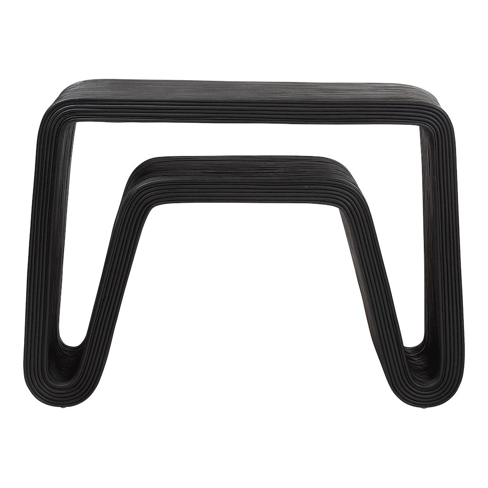 Abebi Black Rattan Console Table - Modern Accent Table. Picture 1