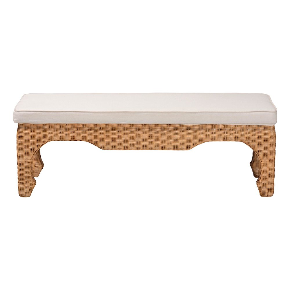 Abena Ming Style Natural Rattan Bench. Picture 1