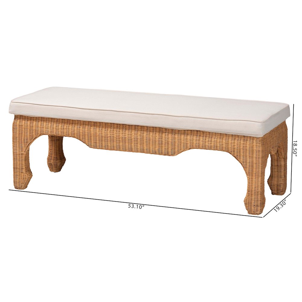 Abena Ming Style Natural Rattan Bench. Picture 7