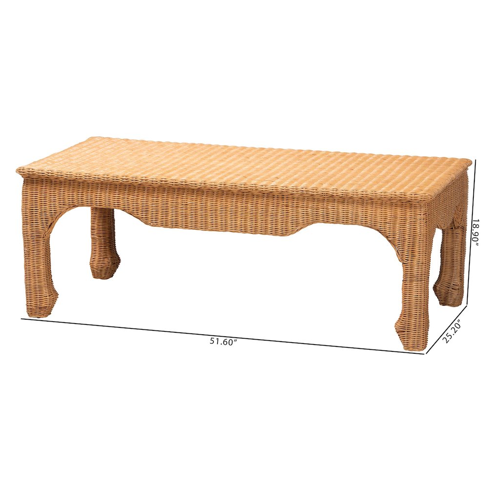 Abena Ming Style Natural Rattan Coffee Table. Picture 8